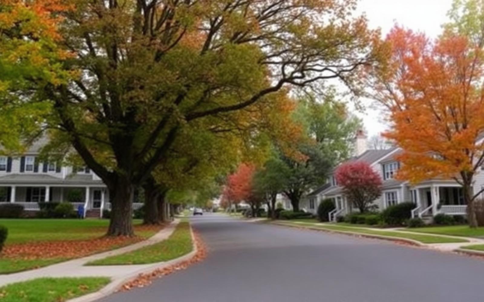 Tree-lined residential street in Bergen County, New Jersey